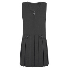 Pinafore Dress, Grey, Drop Waist Style